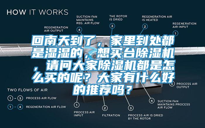 回南天到了，家里到處都是濕濕的，想買臺除濕機，請問大家除濕機都是怎么買的呢？大家有什么好的推薦嗎？